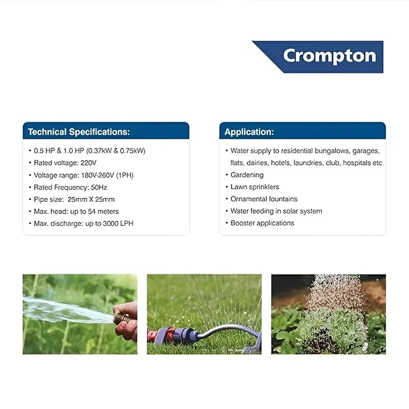  Crompton FLOMAX PLUS I 1 HP Self Priming Pump Image 7