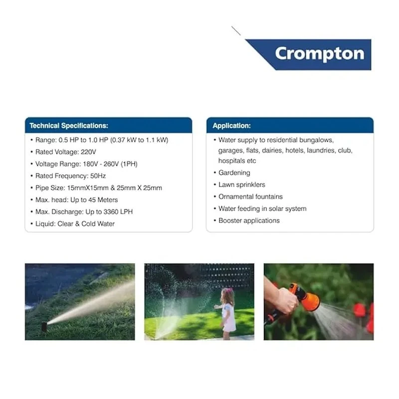  Crompton AQUAGOLD 150 1.5 HP Self Priming Pump Image 7