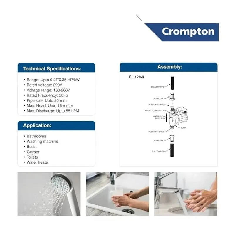  Crompton CIL120-9 0.16 HP Inline Circulating Pumps Image 4