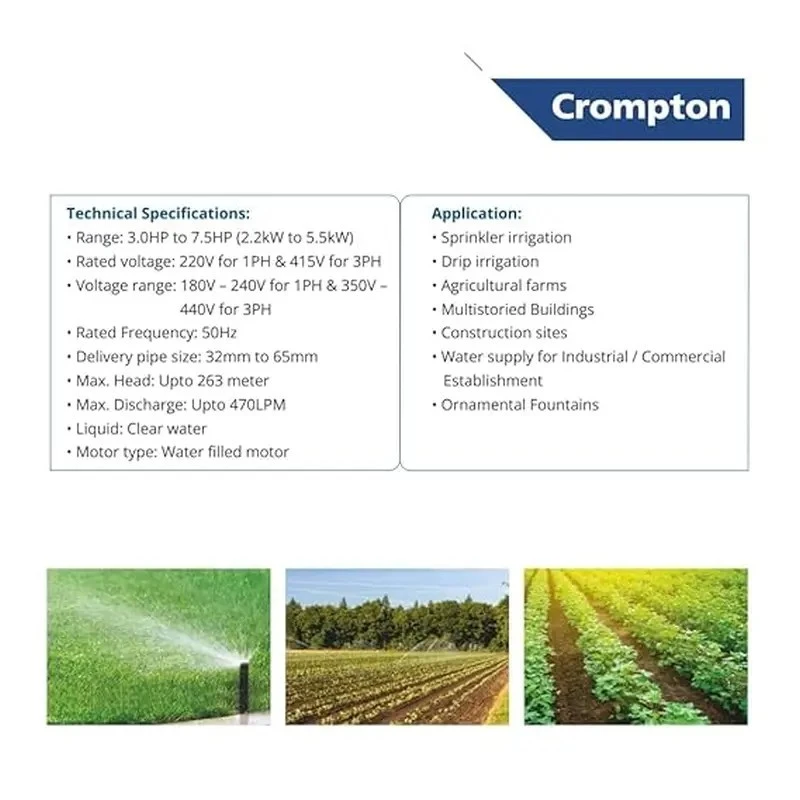  Crompton 100W40RJ5-TP 5 HP Vertical Openwell Submersible Pump Image 4