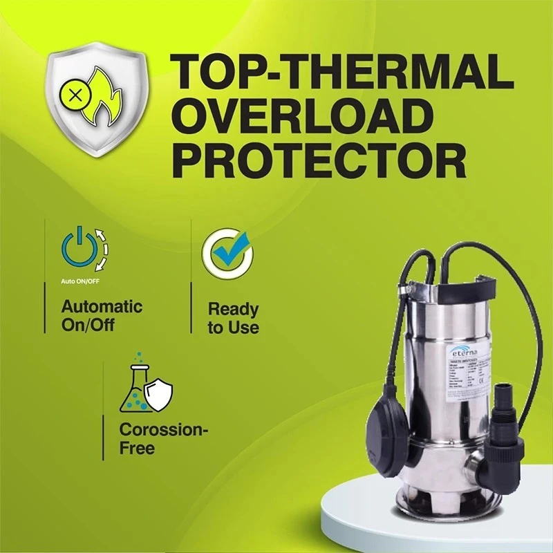  Kirloskar 1.25 HP ETERNA 1000SW Sewage Submersible Pump Image-3