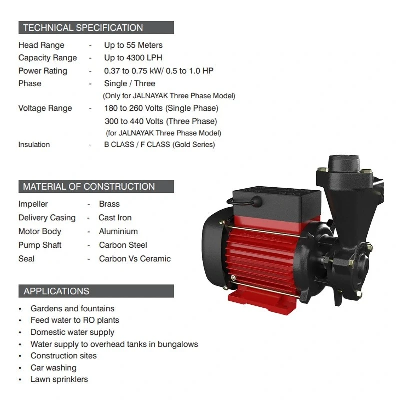  Kirloskar 0.5 HP KBL MINI JALNAYAK-II Gold Self Priming Pump Image-7