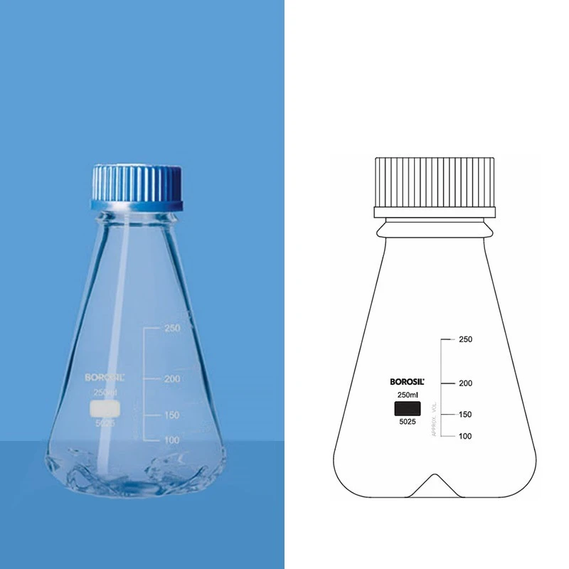 Borosil 5025-Baffled Bottom Erlenmeyer Flask