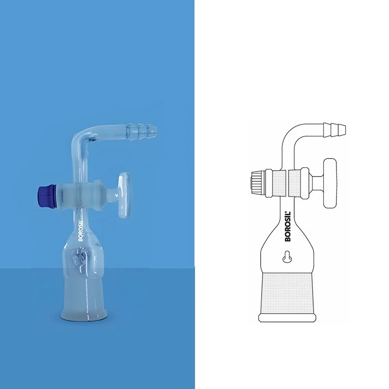 Borosil 8857-Adapter Bent Socket With Stopcock image-1