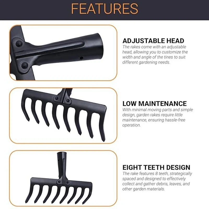  Falcon Garden Rake Without Handle FGR-08 image-3