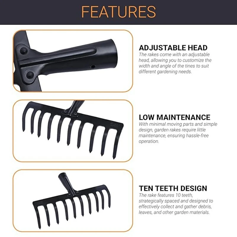  Falcon Garden Rake Without Handle FGR-14 image-3