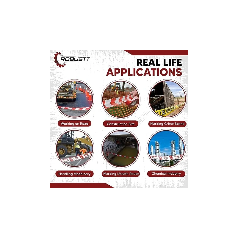 Buy Robustt PVC Caution Tape 3Inx130m White & Red at best price