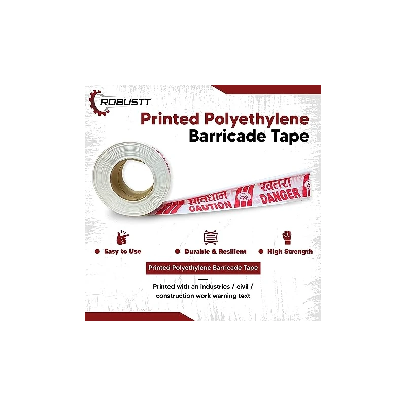 Buy Robustt PVC Caution Tape 3Inx130m White & Red at best price