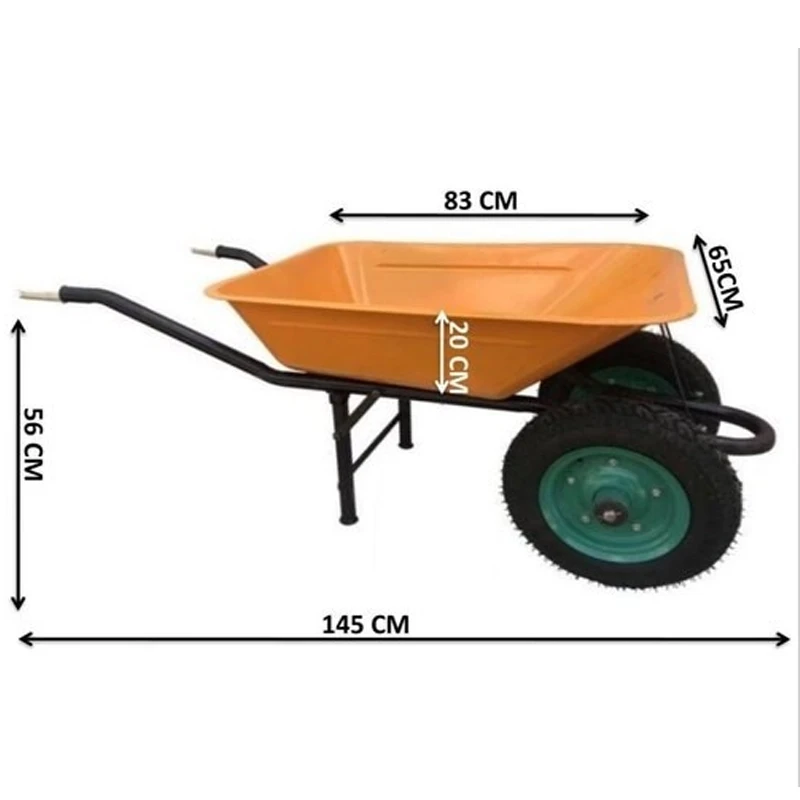 Buy Heavy Duty Double Wheel Barrow yellow Capacity 200kg