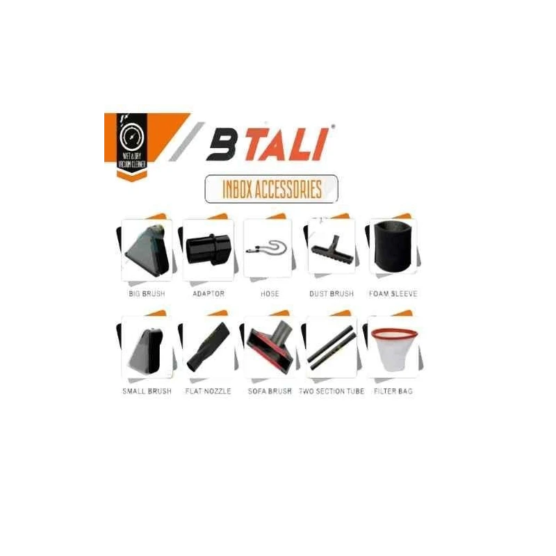Btali 1800W 40L HEPA Filter Wet & Dry Vacuum Cleaner with Accessories BT 40 WDVC image-5