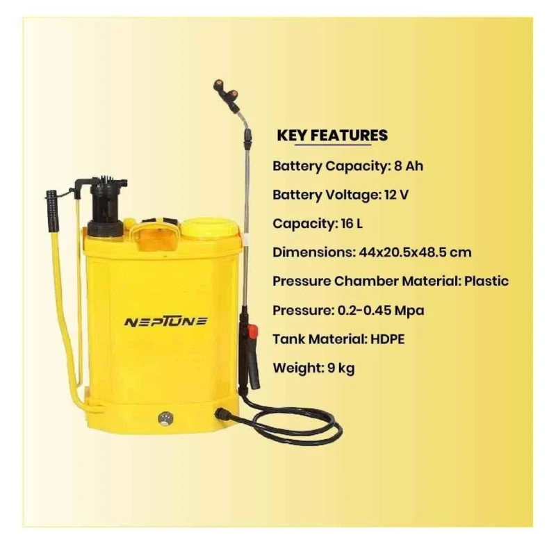 Neptune BS-21 16L 12V Yellow 2-in-1 Battery Operated Knapsack Garden Sprayer image-5