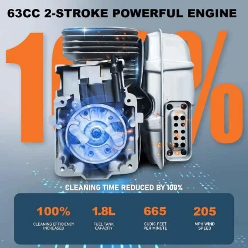 Neptune BPLP-63 3.5HP 2 Stroke 63cc Backpack Petrol Leaf Blower for Cleaning Dust