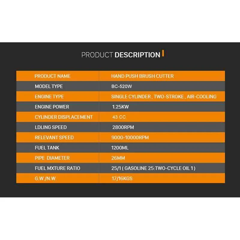 Neptune BC-520W 43cc 1.95 HP 2 stroke Heavy Duty Petrol Hand Grass Cutter with Wheels and Brush image-4