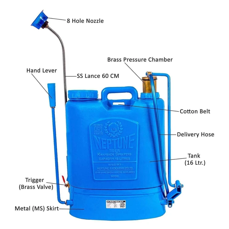 Neptune Hariyali-10 16 Litre Blue Knapsack Hand Operated Garden Sprayer image-3