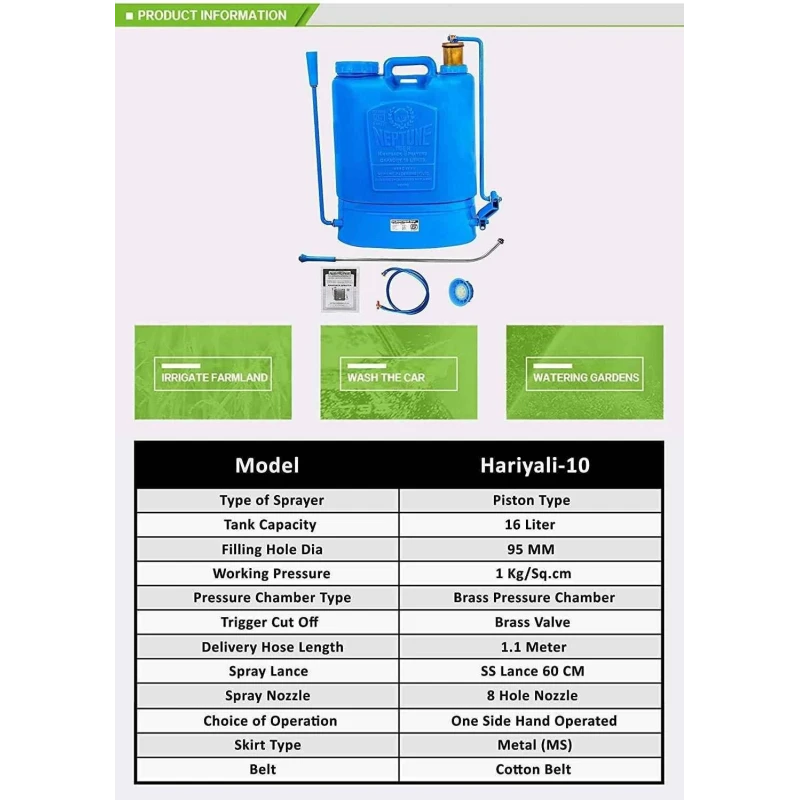 Neptune Hariyali-10 16 Litre Blue Knapsack Hand Operated Garden Sprayer image-5