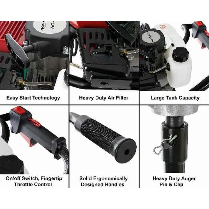 Neptune AG-43 2.7HP 52cc 2 Stroke Black Earth Auger with 6 inch Drill Bit image-4