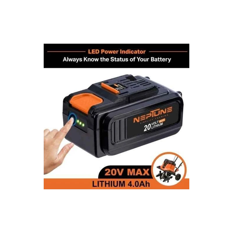 Neptune NC-40B 4Ah 20V Cordless Battery Powered Mini Tiller with Carbon Steel Blades image-8