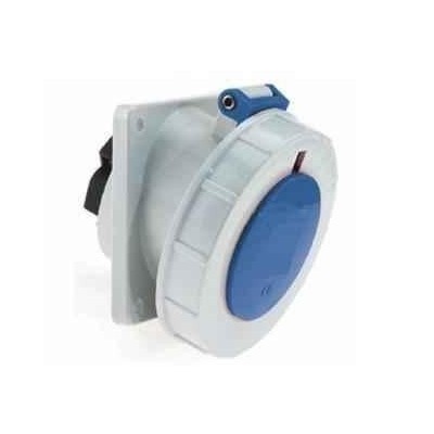 Neptune 1266 16A 3 Pin IP67 Industrial Panel Mounting Angled Socket Outlet image-1