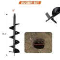Neptune 8 inch Earth Auger Bit for 3.5HP 63CC 2 Stroke Earth Auger image-2