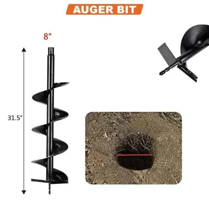 Neptune 8 inch Earth Auger Bit for 3.5HP 63CC 2 Stroke Earth Auger image-2