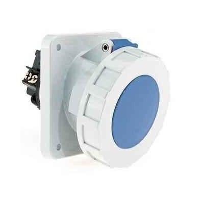 Neptune 12100 125A 3 Pin IP67 Industrial Panel Mounting Angled Socket Outlet image-1