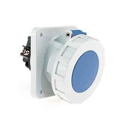 Neptune 12100 125A 3 Pin IP67 Industrial Panel Mounting Angled Socket Outlet image-1