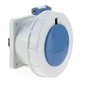 Neptune 1396 63A 3 Pin IP67 Industrial Panel Mounting Straight Socket Outlet image-1