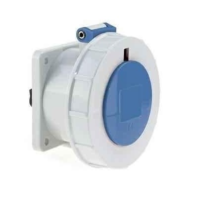 Neptune 1396 63A 3 Pin IP67 Industrial Panel Mounting Straight Socket Outlet image-1