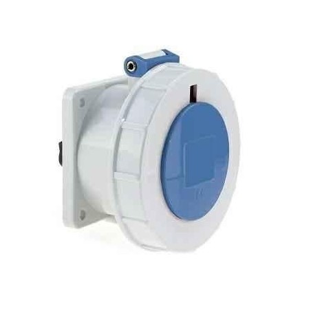 Neptune 1396 63A 3 Pin IP67 Industrial Panel Mounting Straight Socket Outlet image-1