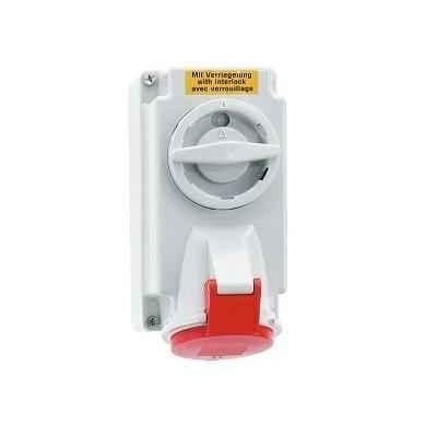 Neptune 16605 63A 4 Pin IP44 Industrial Surface Mounting Socket Outlet Interlocked image-1
