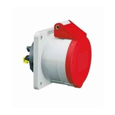 Neptune 136 63A 5 Pin IP44 Industrial Panel Mounting Straight Socket Outlet image-1