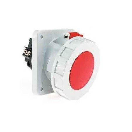 Neptune 129 63A 5 Pin IP67 Industrial Panel Mounting Angled Socket Outlet image-1