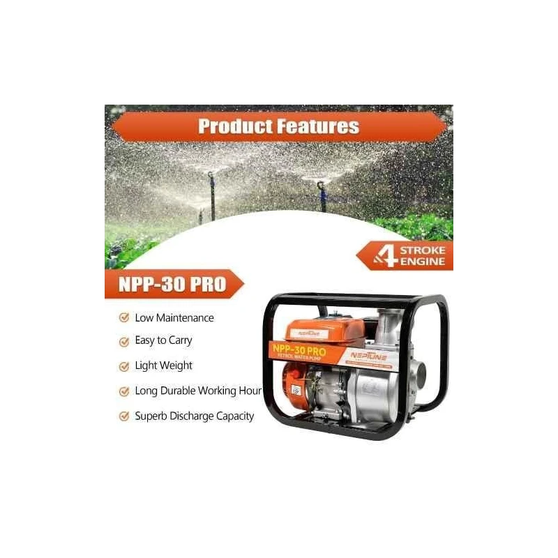 Neptune NPP-30 Pro 7HP 4 Stroke 196cc Petrol Water Pump Set image-2