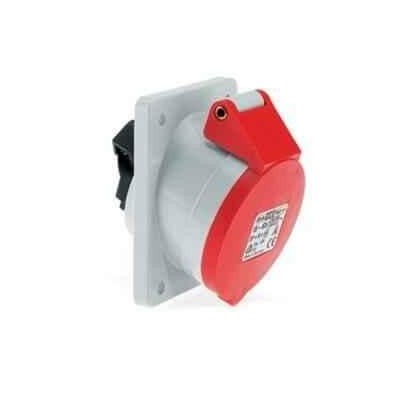 Neptune 1221 16A 4 Pin IP44 Industrial Panel Mounting Angled Socket Outlet image-1