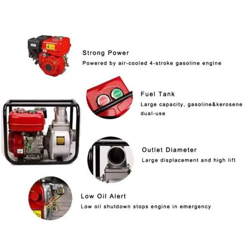 Neptune 6.5HP 196cc 4 Stroke Red Petrol Start Kerosene Run Water Pump Set