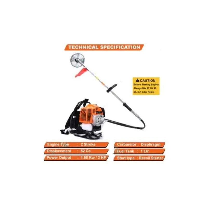 Neptune 2HP 52cc 2 Stroke Petrol Operated Backpack Multicrop Brush Cutter