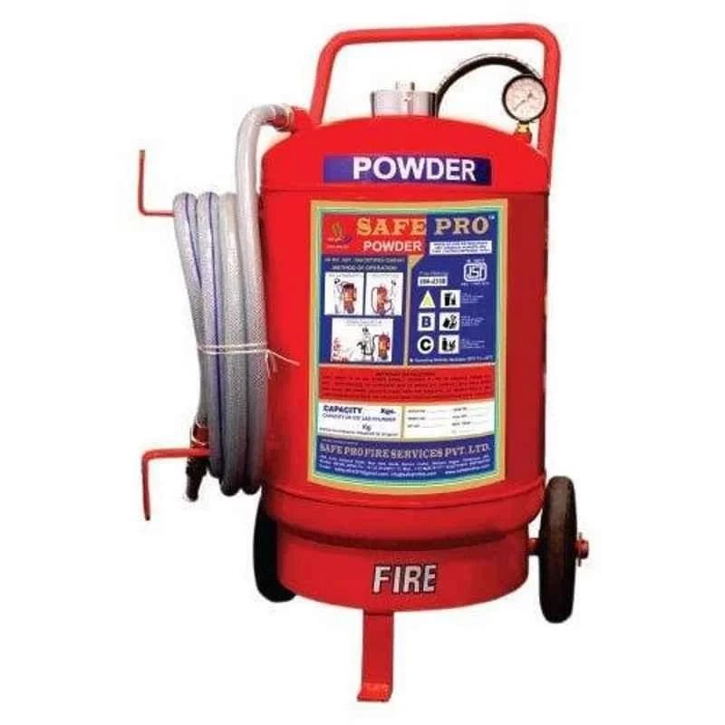 Safe Pro 50kg Outside ABC Higher Capacity Trolley Mounted Dry Chemical Powder Type Fire Extinguisher image-1