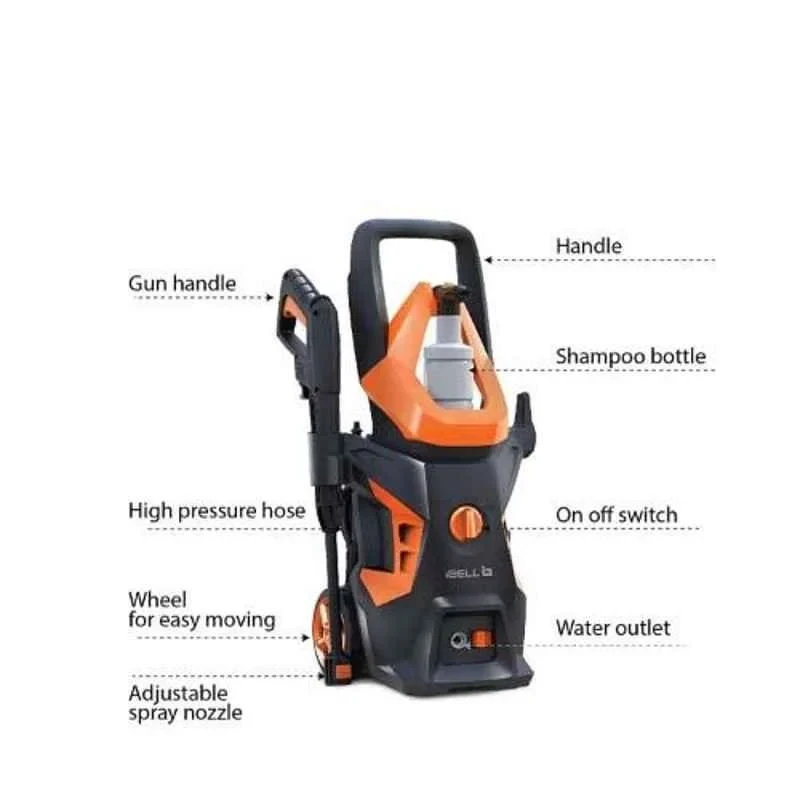 iBELL 1600W High Pressure Car Washing Machine in Black and Orange with 130bar Output Wind-55 image-3