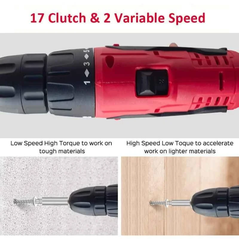 iBELL 12V DC Red Cordless Driver Drill 1500mAh with 1 Charger 1 Battery and 32 Accessories IBL CD12-74 image-4