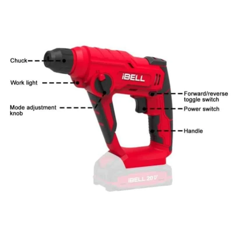 iBELL 900W Cordless Rotary Hammer Drill Battery and Charger not Included CH20-10 OPS image-2