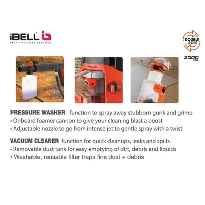 iBELL 1550W 3 in 1 Electric Pressure Washer with Blower IBLDR image-4