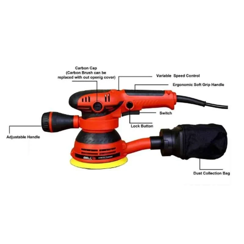 iBELL 125mm 300W Red Orbital Sander IBL OS23-46 image-4