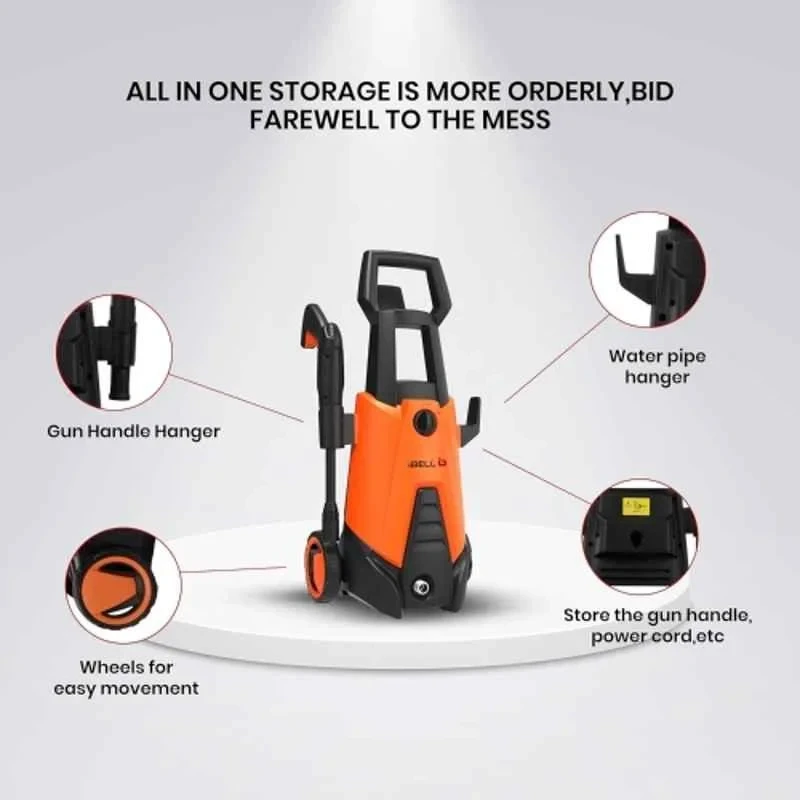 iBELL 1400W 100bar Black and Orange High Pressure Car Washing Machine Wind-66 image-2