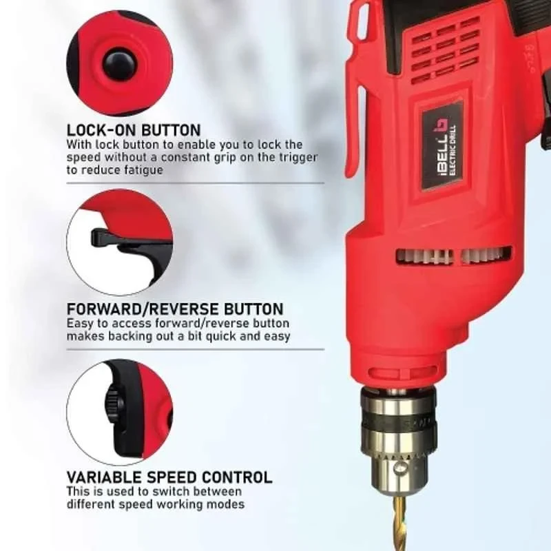 iBELL 10mm 400W 2800rpm Red Electric Drill with Reverse Rotation ED06-91 image-5