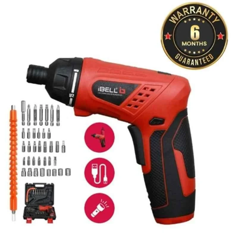iBELL 3.6 VDC 1500mAh Cordless Rechargeable Red Electric Screwdriver IBL MS06-16 image-2