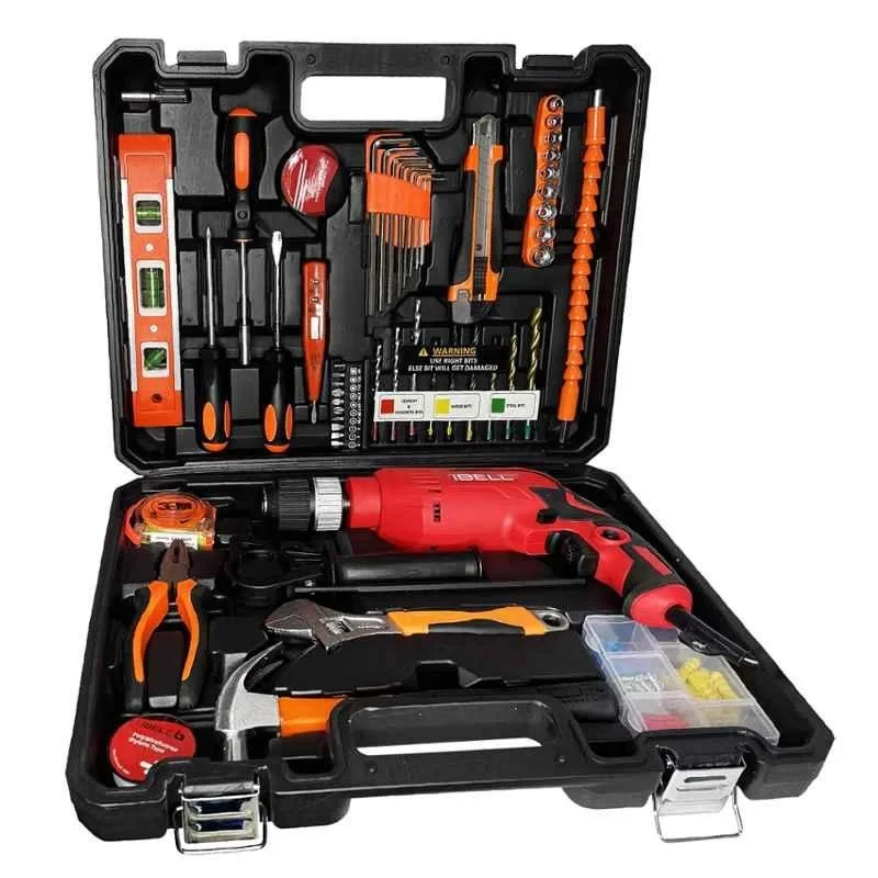 iBELL 13mm 650W Red Impact Drill Kit with Tool Box IBL TD13-100 image-1
