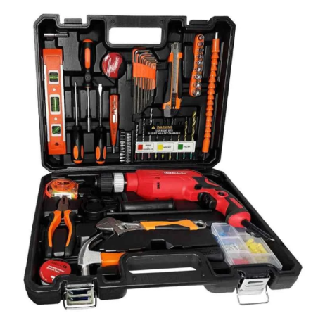 iBELL 13mm 650W Red Impact Drill Kit with Tool Box IBL TD13-100 image-1