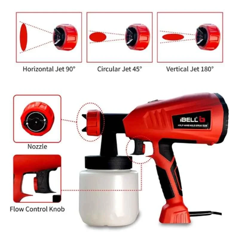 iBELL 800ml 400W HVLP Hand Held Paint Spray Gun SG60-26 image-3