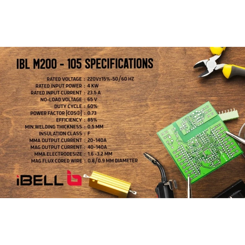 iBELL IGBT Inverter 2 in 1 Flux Core Solid Wire MAG Welding Machine M200-105 image-4