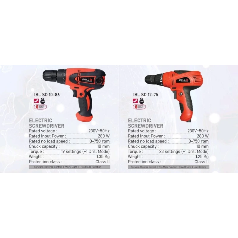 iBELL 10mm 280W Red Electric Screwdriver IBL SD10-86 image-2